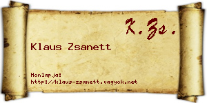 Klaus Zsanett névjegykártya